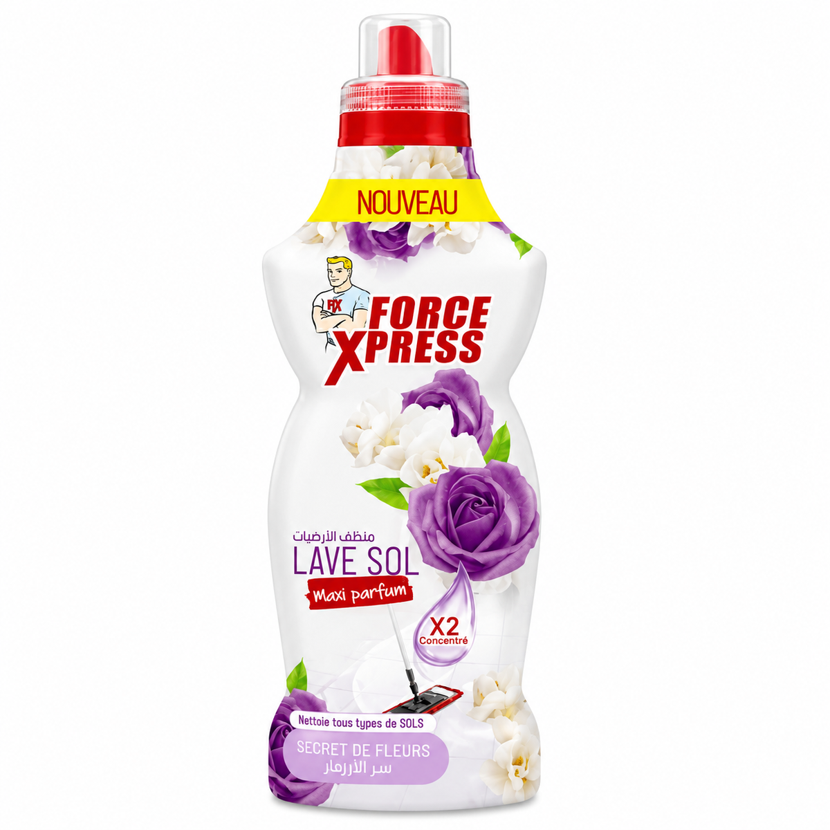 Force Xpress Lave-Sol Secret de Fleurs 1 L – Nettoyant Sol Concentré X2