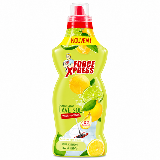 Force Xpress Lave-Sol Pur Citron 1 L – Nettoyant Sol Concentré X2