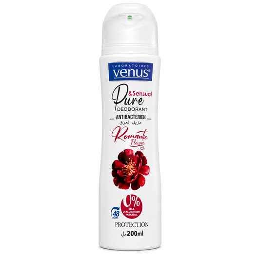 Déodorant Vénus Pure & Sensual Romantic Flower 200 ml – Protection 48H Parfum Floral