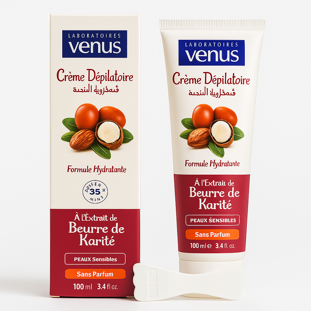 Crème Dépilatoire Venus Beurre de Karité Jambes, Aisselles & Visage 100 ml