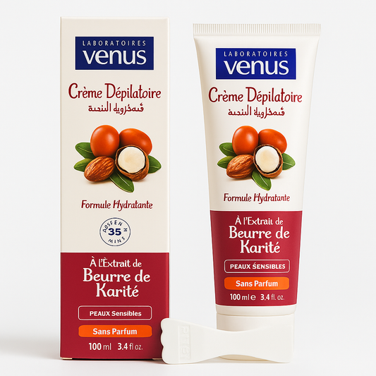 Crème Dépilatoire Venus Beurre de Karité Jambes, Aisselles & Visage 100 ml