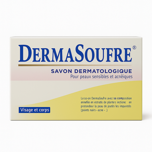 Savon DermaSoufre 85 g – Peaux Grasses, Mixtes & à Tendance Acnéique