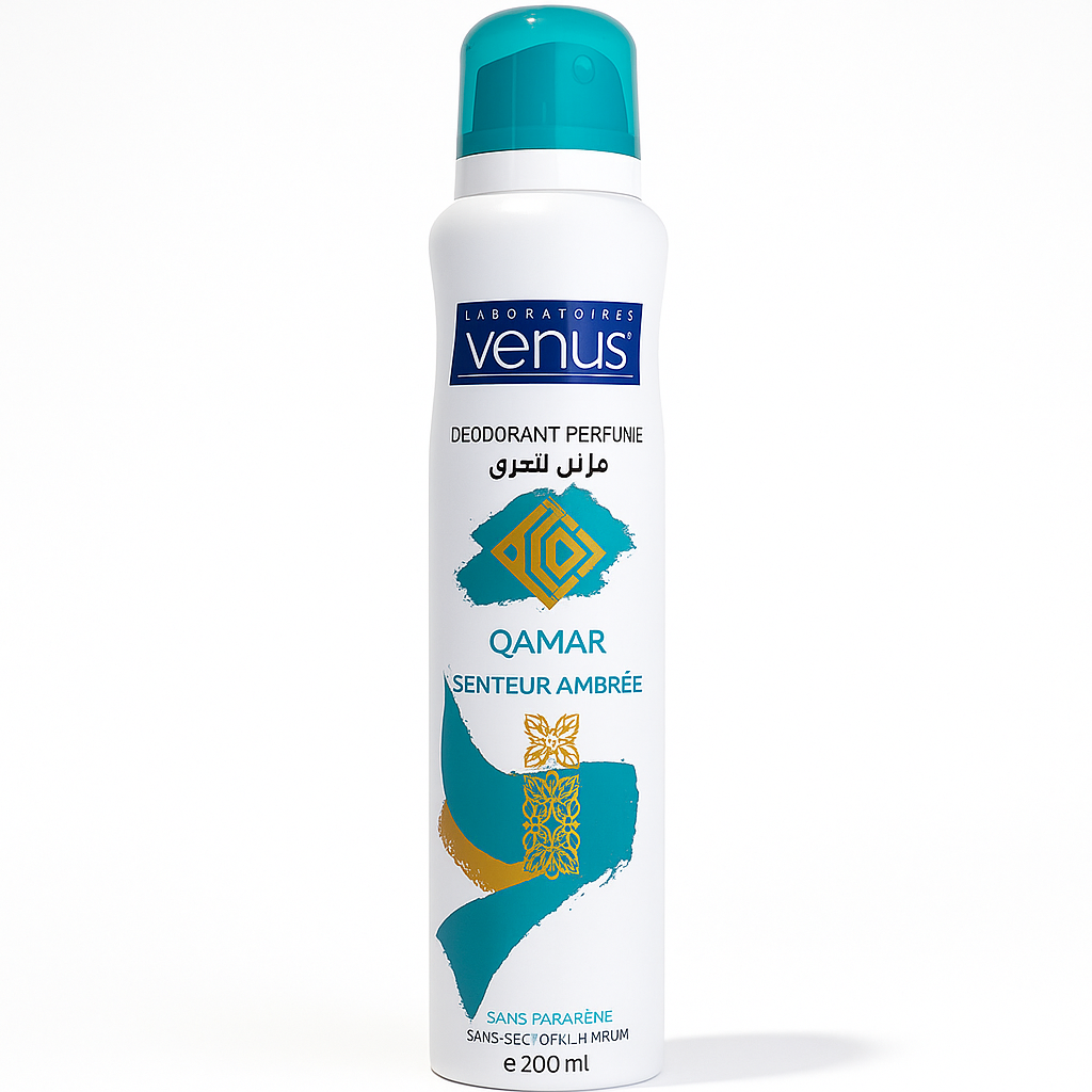 Déodorant Parfumé Venus Qamar 200 ml – Senteur Orientale Ambrée