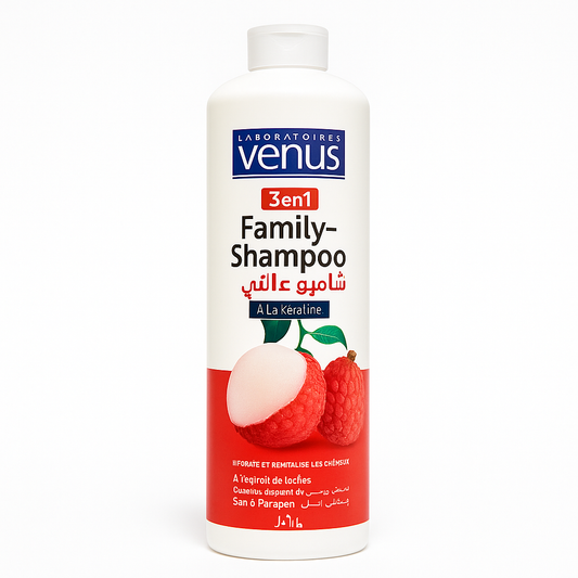 Shampooing Vénus Family 3 en 1 Kératine & Litchi 1 L – Cheveux Normaux