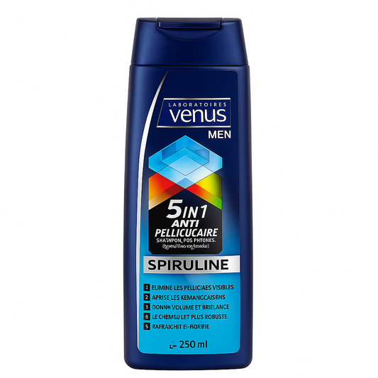 Shampoing Homme Vénus Men Spiruline Anti-Pelliculaire 5 en 1 – 250 ml