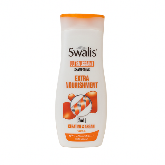 Shampooing Swalis Ultra Lissant Extra Nourishment 5 en 1 Kératine & Huile d'Argan 330 ml