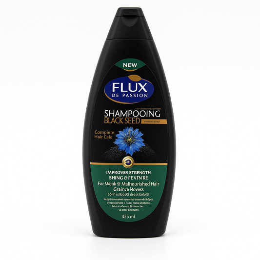 Shampooing Flux de Passion Black Seed Nigelle 425 ml – Cheveux Faibles, Secs & Abîmés