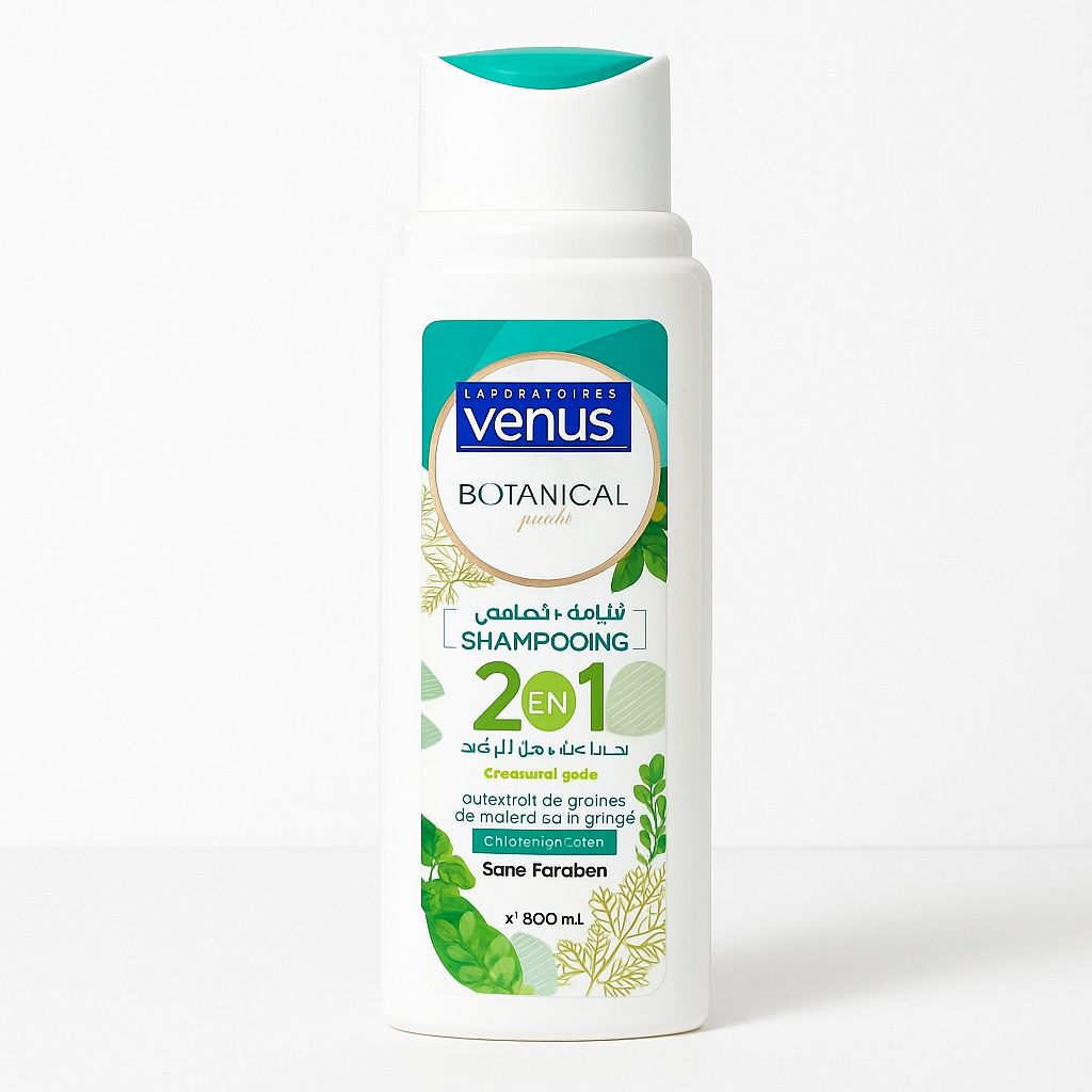 Shampooing 2 en 1 Vénus Botanical Fresh Moringa & Cresson 400 ml – Tous Types de Cheveux