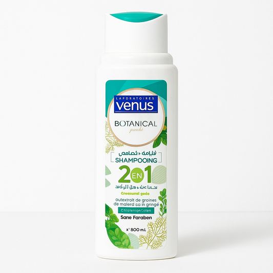 Shampooing 2 en 1 Vénus Botanical Fresh Moringa & Cresson 400 ml – Tous Types de Cheveux