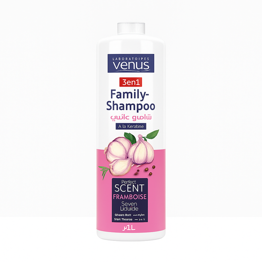 Shampooing Vénus Family 3 en 1 Kératine & Ail 1 L – Cheveux Cassants et Fragilisés