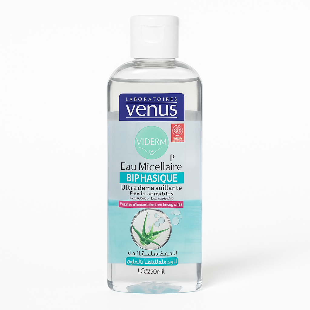 Eau Micellaire Biphasique Vénus Aloe Vera 250 ml – Démaquillant 2 en 1