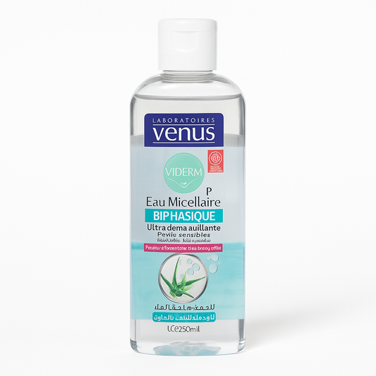 Eau Micellaire Biphasique Vénus Aloe Vera 250 ml – Démaquillant 2 en 1