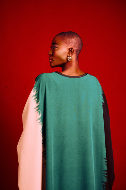 Robe longue Lkhzana en crêpe fluide – création algérienne