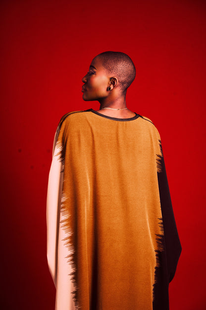 Robe longue Lkhzana en crêpe fluide – création algérienne