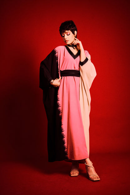 Robe longue Lkhzana en crêpe fluide – création algérienne