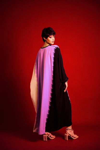 Robe longue Lkhzana en crêpe fluide – création algérienne