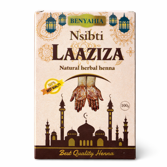 Henné Naturel BENYAHIA Nsibti Laaziza 100 % Naturel pour Mehndi & Tatouages Temporaires 100 g
