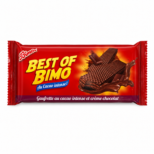 Gaufrettes Best Of Bimo Cacao Intense – Biscuit croustillant au cacao et crème chocolat