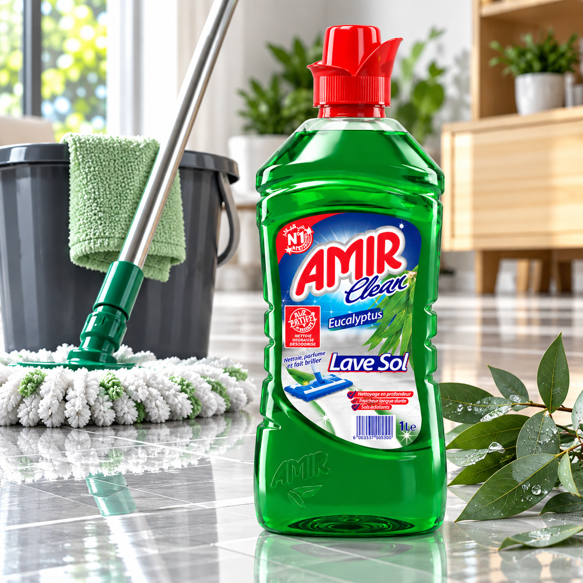Amir Clean Eucalyptus 1 L en situation – nettoyage des sols