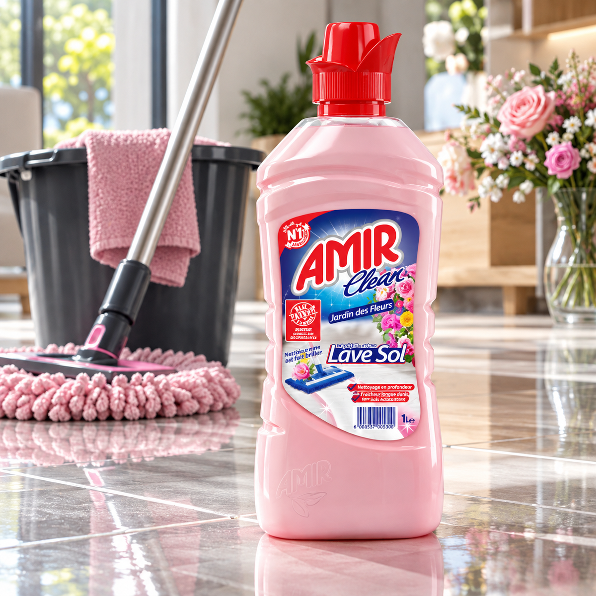 Amir Clean Jardin des Fleurs 1 L – lave-sol parfum floral en situation