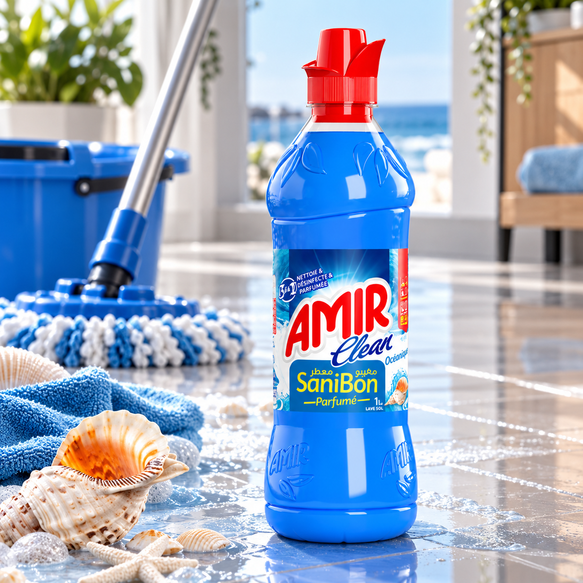 Amir Clean SaniBon Océanique 1 L en situation de nettoyage des sols
