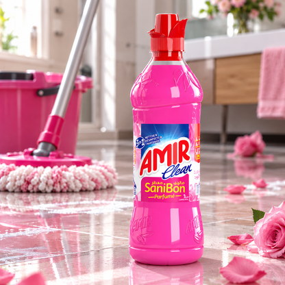 Amir Clean SaniBon Rose 1 L – nettoyant parfumé senteur rose en situation