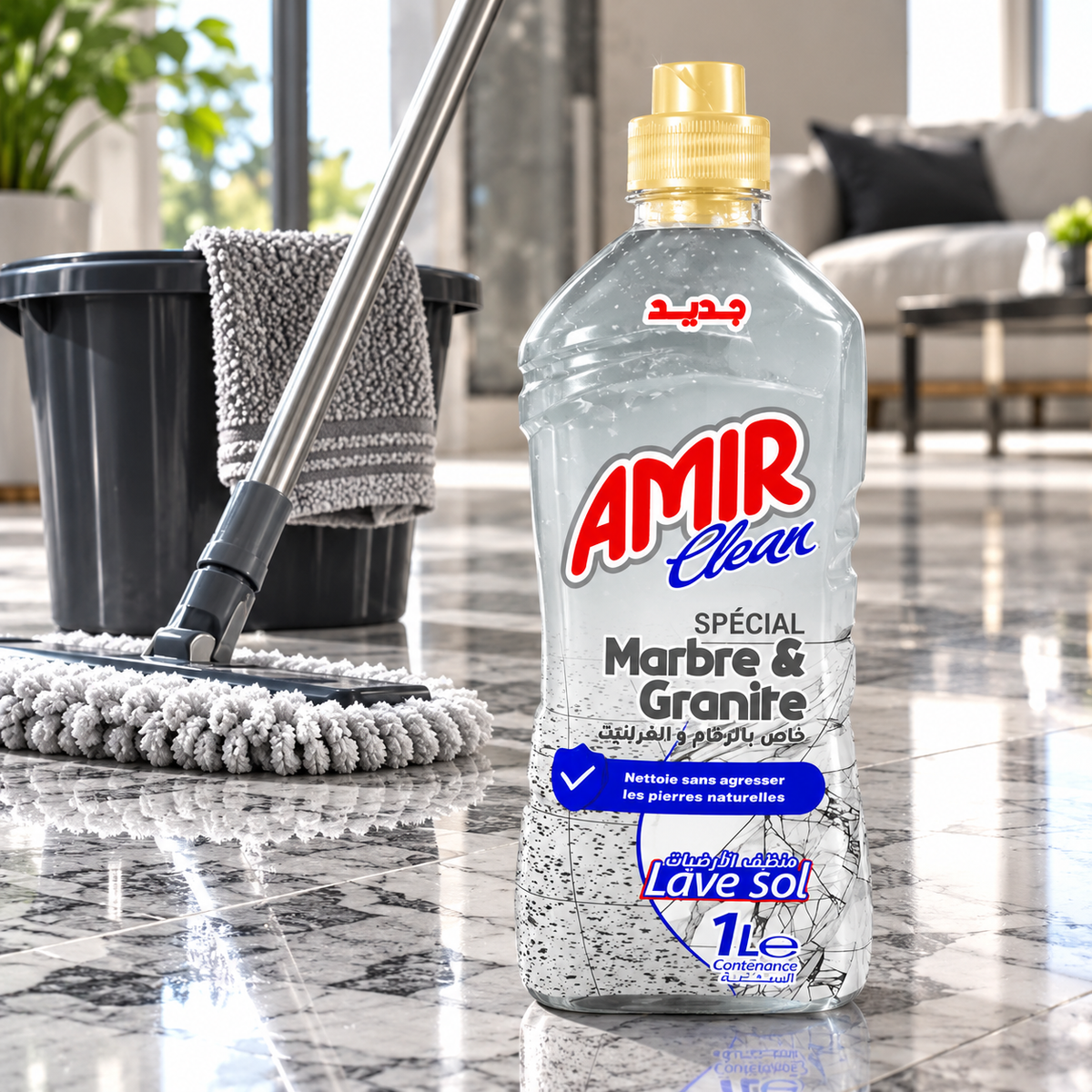 Amir Clean Spécial Marbre & Granite 1 L – lave-sol pour pierres naturelles en situation