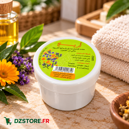 Déodorant Arèj au musc blanc dans une salle de bain, DZSTORE.FR