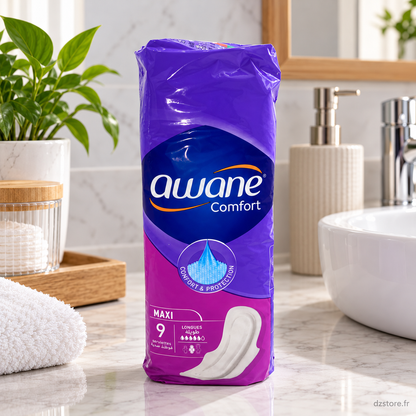 Awane Comfort Maxi Longues 9 serviettes hygiéniques salle de bain DZSTORE.FR