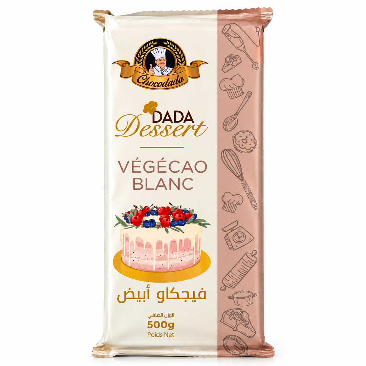 Chocodada Dada Dessert Végécao Blanc 500 g – produit sur fond blanc