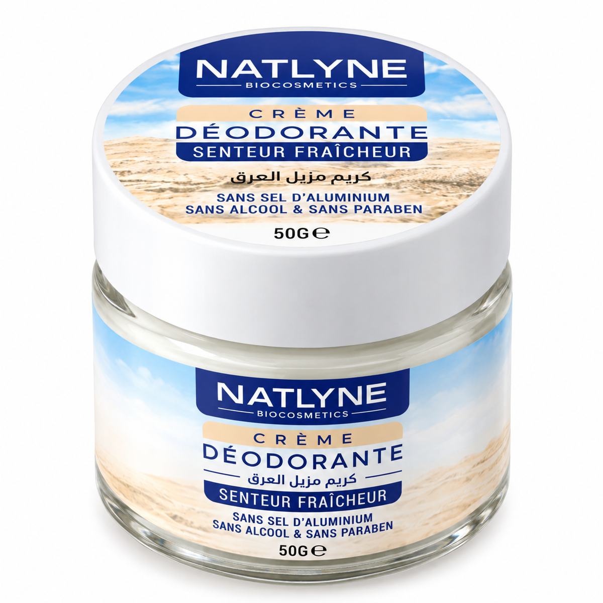 Natlyne Biocosmetics crème déodorante senteur fraîcheur 50 g, pot sur fond blanc