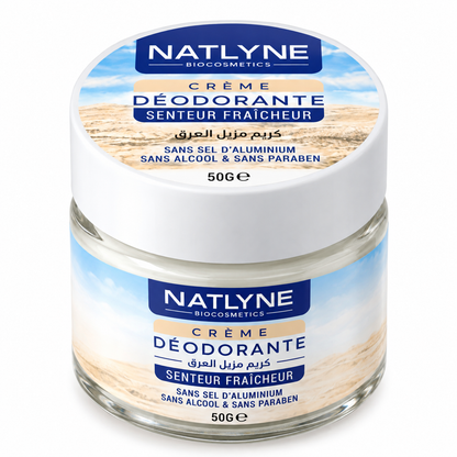 Natlyne Biocosmetics crème déodorante senteur fraîcheur 50 g, pot sur fond blanc