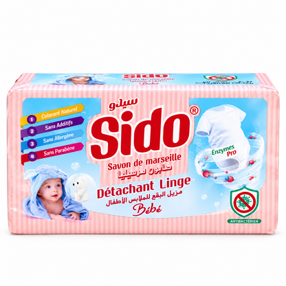 SIDO Bébé savon de Marseille détachant linge Enzymes Pro paquet rose
